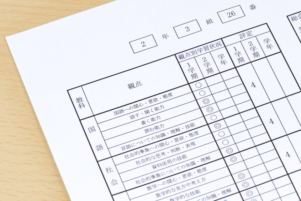 中学校の内申表