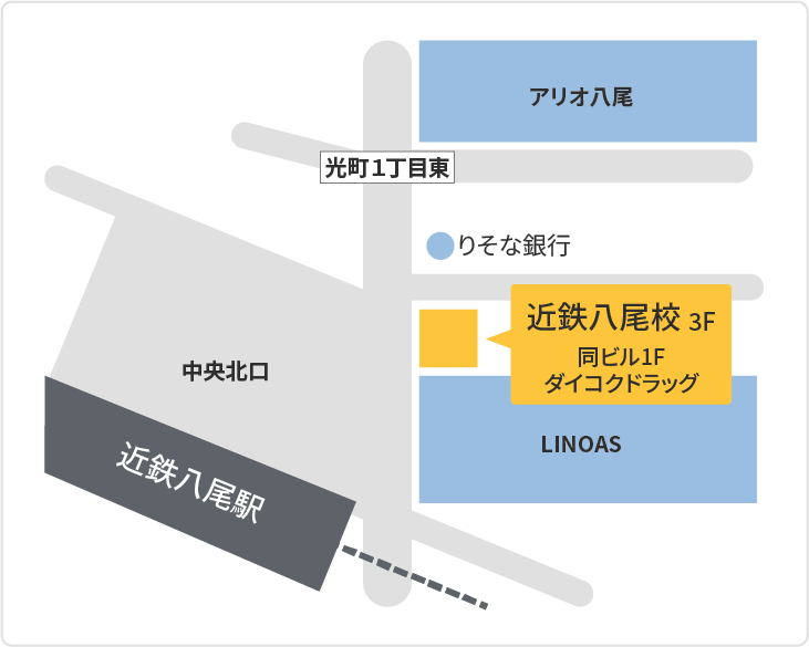 森塾 近鉄八尾校までの地図