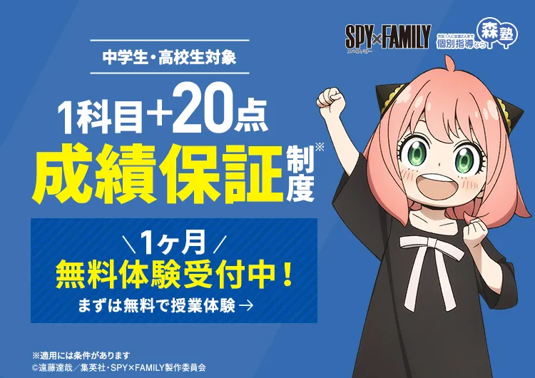1科目+20点成績保証制度1ヶ月無料体験受付中